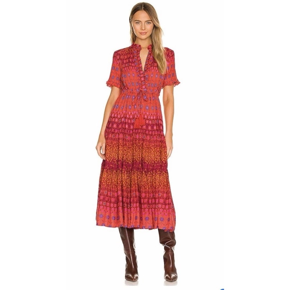 Free People Rare Feeling Maxi Dress‎ in Ruby Red Sz Large NEW $168